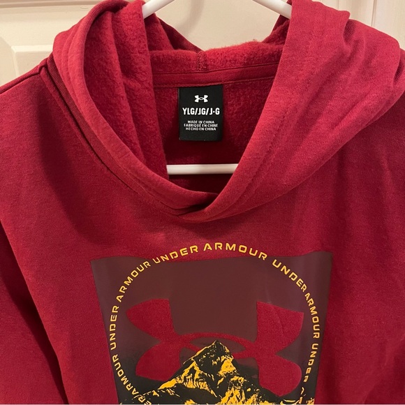 Boys Under Armour Maroon Hoodie with Logo - Picture 2 of 3